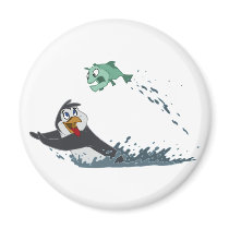 "Go Fish" Penguin Fridge Magnet
