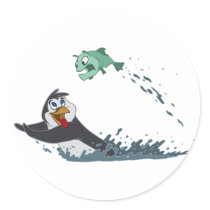 "Go Fish" Penguin Sticker