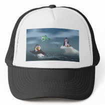 "Go Fish" Penguin w/Background hats