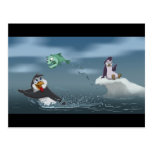 "Go Fish" Penguin w/Background Post Cards