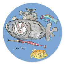 Go Fish Upload Your Image Custom Stickers by lillyarts Go Fish Upload Your Image Custom Stickers