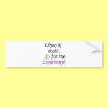 Go for the Experience! bumper stickers