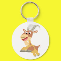 Go Goat!! (cute cartoon goat) Keychain