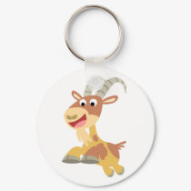 Go Goat!! (cute cartoon goat) Keychain