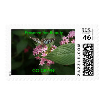 GO GREEN! Butterfly Flower Postage Stamps