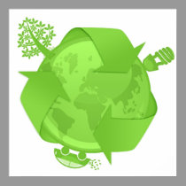 Go Green Car Eco Friendly Earth Globe Illustration posters