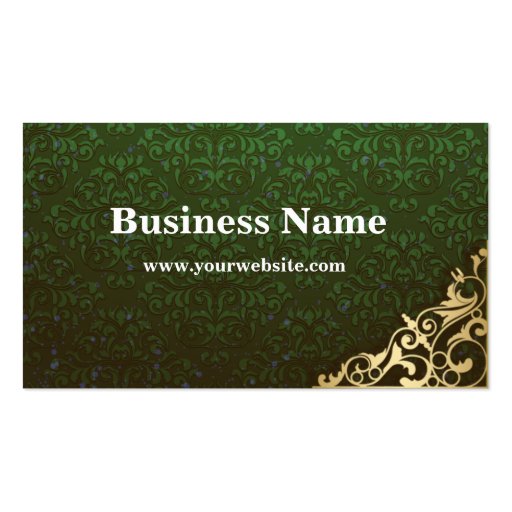 Go Green Damask Business Card (front side)