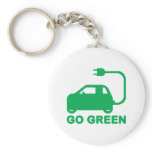 Go Green ~ Drive Electric Cars Key Chain