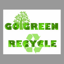 Go Green Eco Tree Recycle Illustration Poster posters