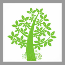 Go Green Eco Tree with Leaves Illustration Poster posters