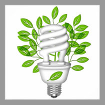 Go Green Energy Saving Lightbulb IllustratioPoster posters