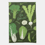 Go Green! (Leafy Green!) Happy Veggies Hand Towels