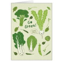 Go Green! (Leafy Green!) Healthy Garden Veggies Greeting Cards