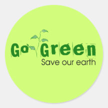 Go Green! Round Stickers