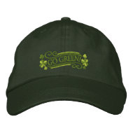 Go Green Shamrocks and Text embroideredhat