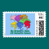 Go Green to Save All Nature's Colors postage