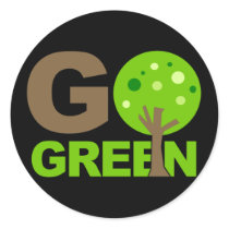 Go Green Tree Recycle Round Stickers