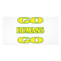 Go Humans Go (green/gold) photo cards