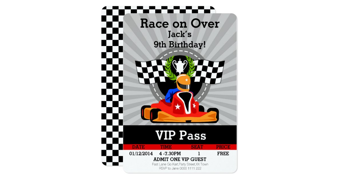 GO KART Birthday invitation! Card | Zazzle