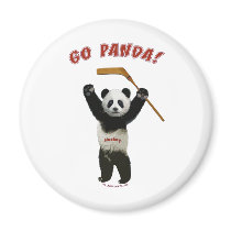 Go Panda Hockey Bear Refrigerator Magnets