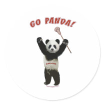 Go Panda Lacrosse Round Stickers