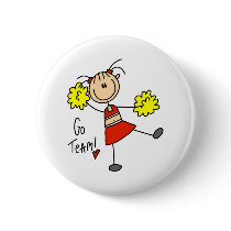 Go Team Cheerleader Button