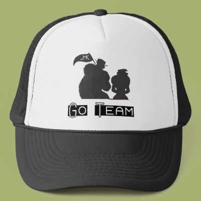 Go Team Fur Coat and Pennant Mesh Hat Zazzle_hat