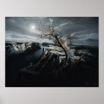dark, mystical, surreal, modern, land, tree, neo-surrealism, visionary, nature, spiritual, landscape, silhouette, light, religious, hands, solitude, evening, dusk, sky, sunlight, isolation, branch, scenery, sunset, sacred, divine, inspirational, motivating, religion, Poster with custom graphic design