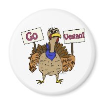Go Vegan - Talking Turkey Magnets