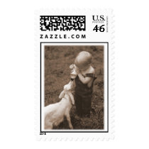 Goat and Child Postage STamp by ChiaPetRescue Goat and Child Postage STamp