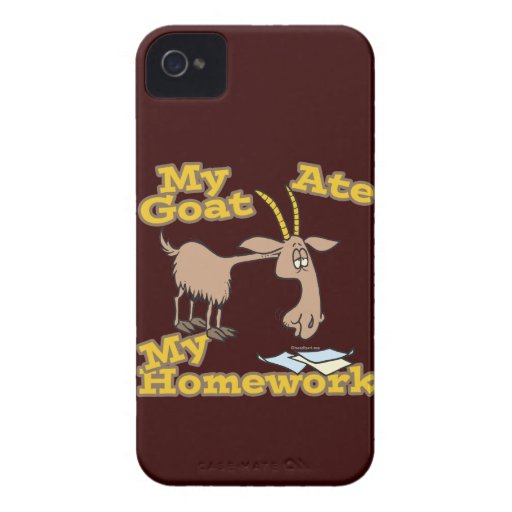 goat ate my homework funny cartoon iPhone 4 Case-Mate case