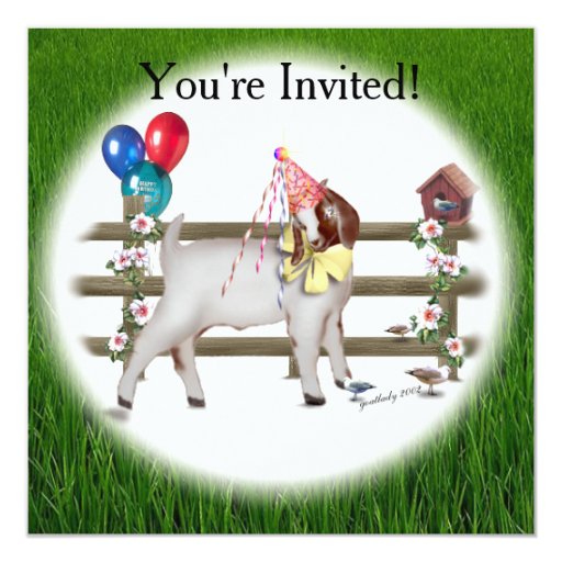 Goat Birthday Party Invitation | Zazzle