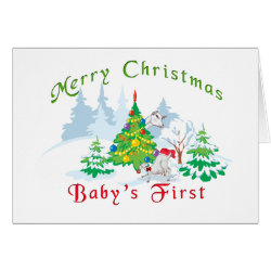 Goat Christmas Baby's First Christmas Greeting Card