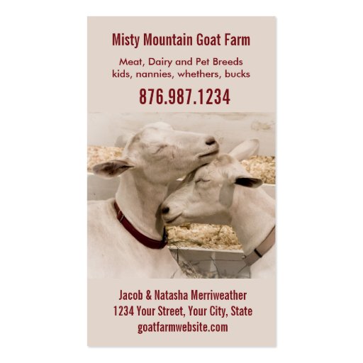 Goat Farm Dairy or Breeder Business Card (front side)