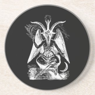 Goat Of Mendes- Black And White coaster