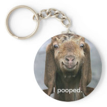 Goat pooping key chain