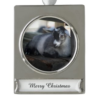 Goat Silver Plated Banner Ornament
