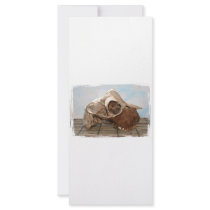 Goat skull on bamboo matt against blue back rack cards