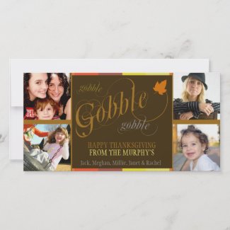 Gobble Gobble Multicolored Thanksgiving Photo Card
