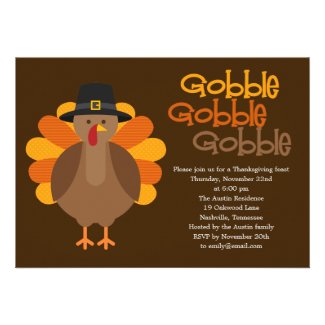 Gobble Gobble Thanksgiving Party Invitation