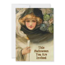 Goblins Peeking Vintage Halloween Party Invitation
