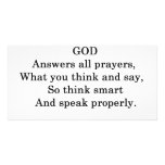 GOD ANSWERS ALL  PRAYERS CUSTOMIZED PHOTO CARD