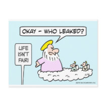 God asks angels who leaked. post card