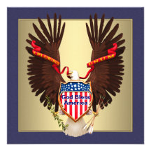 God Bless America Eagle 4th of July Invitations