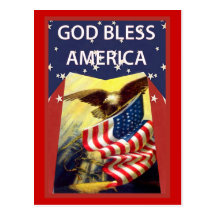 God bless America, flag and bald eagle Postcards