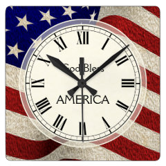 God Bless America Patriotic Vintage Flag Wall Clocks