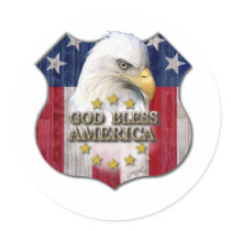 God Bless America Round Stickers