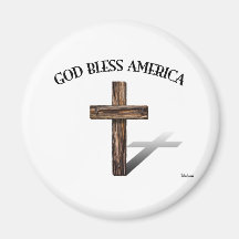 GOD BLESS AMERICA with rugged cross Magnet