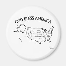 GOD BLESS AMERICA with US outline Fridge Magnets