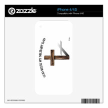 GOD BLESS MY MILITARY DAD with rugged cross Decals For The iPhone 4S